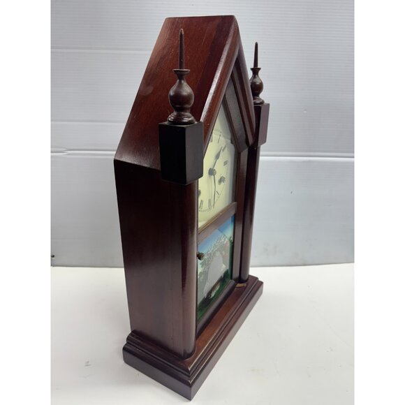 Vintage Estate Wooden Steeple Mantle Clock - Picture 4 of 7